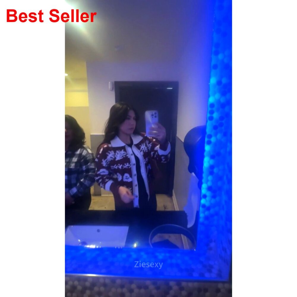 Long Sleeve Floral Print Cardigan Sweater Button Up Knit Top - Picture 7 of 7